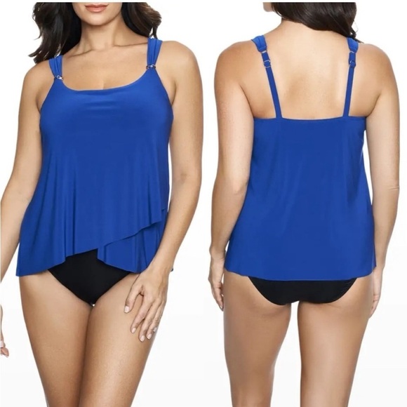 NWT Miraclesuit Size 8 Razzle Dazzle Tankini Top Blue Underwire - Picture 1 of 4